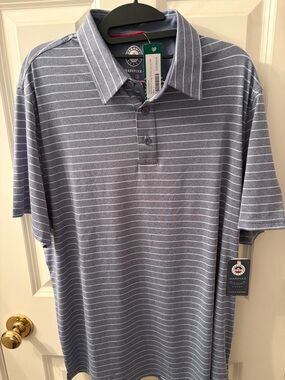 Men’s Heathered Blue Striped Polo Shirt